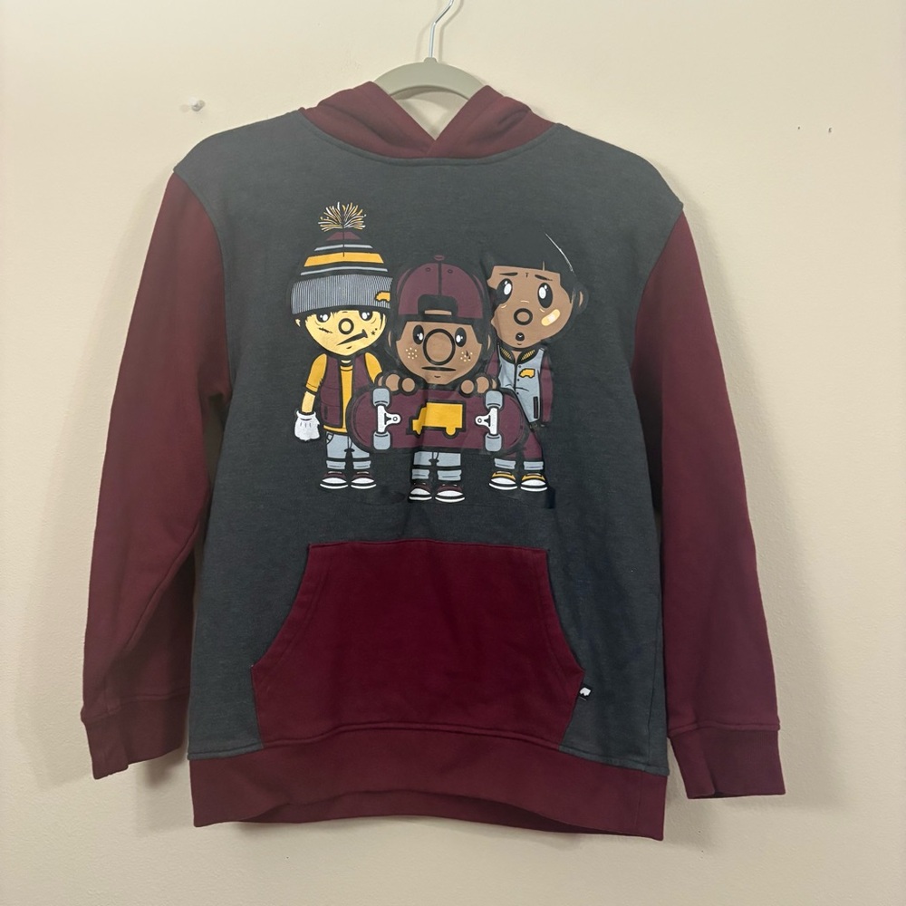 TRUKFIT Hoodie boys L 14/16 maroon gray skateboard cl